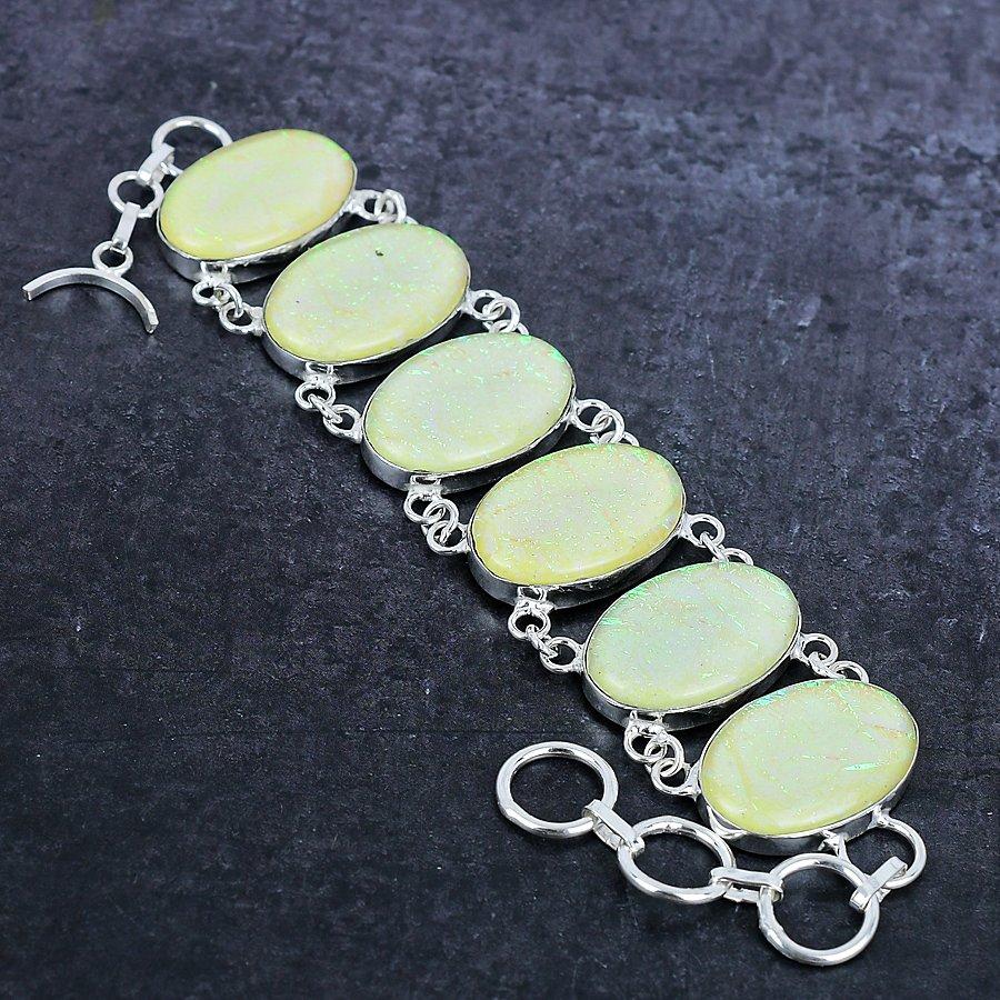 Браслет ручной работы из серебра 925 пробы с оранжевым триплетным опалом, длина 7-8 дюймов D4Q56