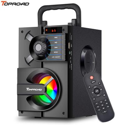 TOPROAD Bluetooth-динамик, портативный беспроводной стереобасовый динамик, сабвуфер, поддержка колонки, FM-радио, RGB-подсветка, пульт дистанционного управления