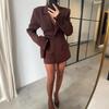 Elegant Blazer Women Fashion Brown Shoulder Pad Cinched Waist Suit Jacket Commute Office Lady Women's Professional Jacket