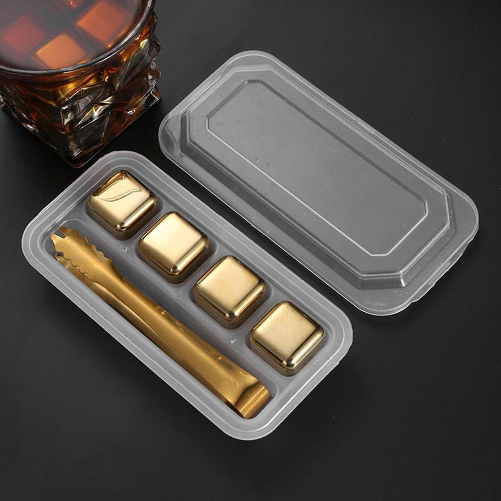 Набор кубиков для охлаждения напитков из нержавеющей стали премиум-класса с подносом — идеально подходит для виски, коктейлей и