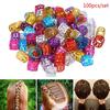 100PCS Pink Red Purple Green Blue Golden Silver Dreadlock Hair Beads Adjustable Hair Ring for Braids