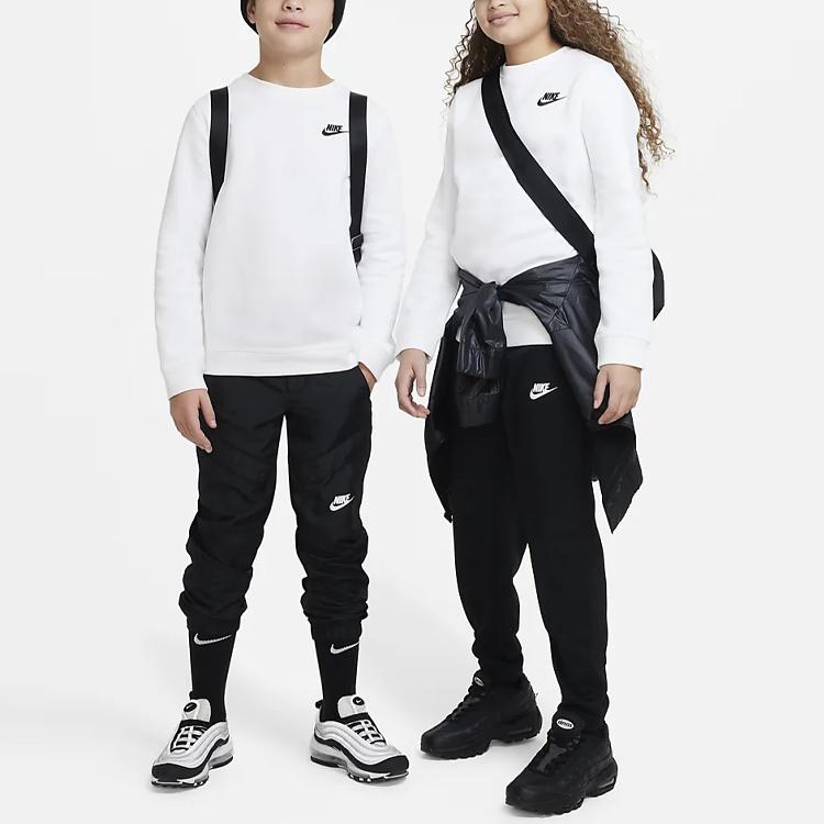 Nike Спортивная одежда Club Fleece Свитшот с круглым вырезом и длинными рукавами с однотонным логотипом для детей Белый DX5081-100