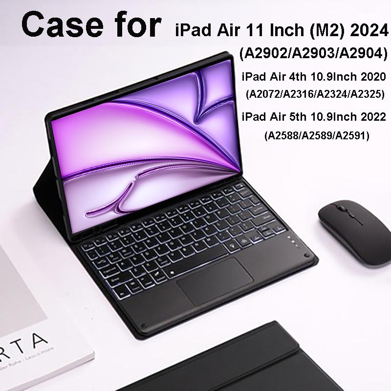Чехол для iPad Air 6-го поколения 11 дюймов M2, Съемная обложка-клавиатура для iPad Air 4-го 5-го поколения 10,9 дюйма
