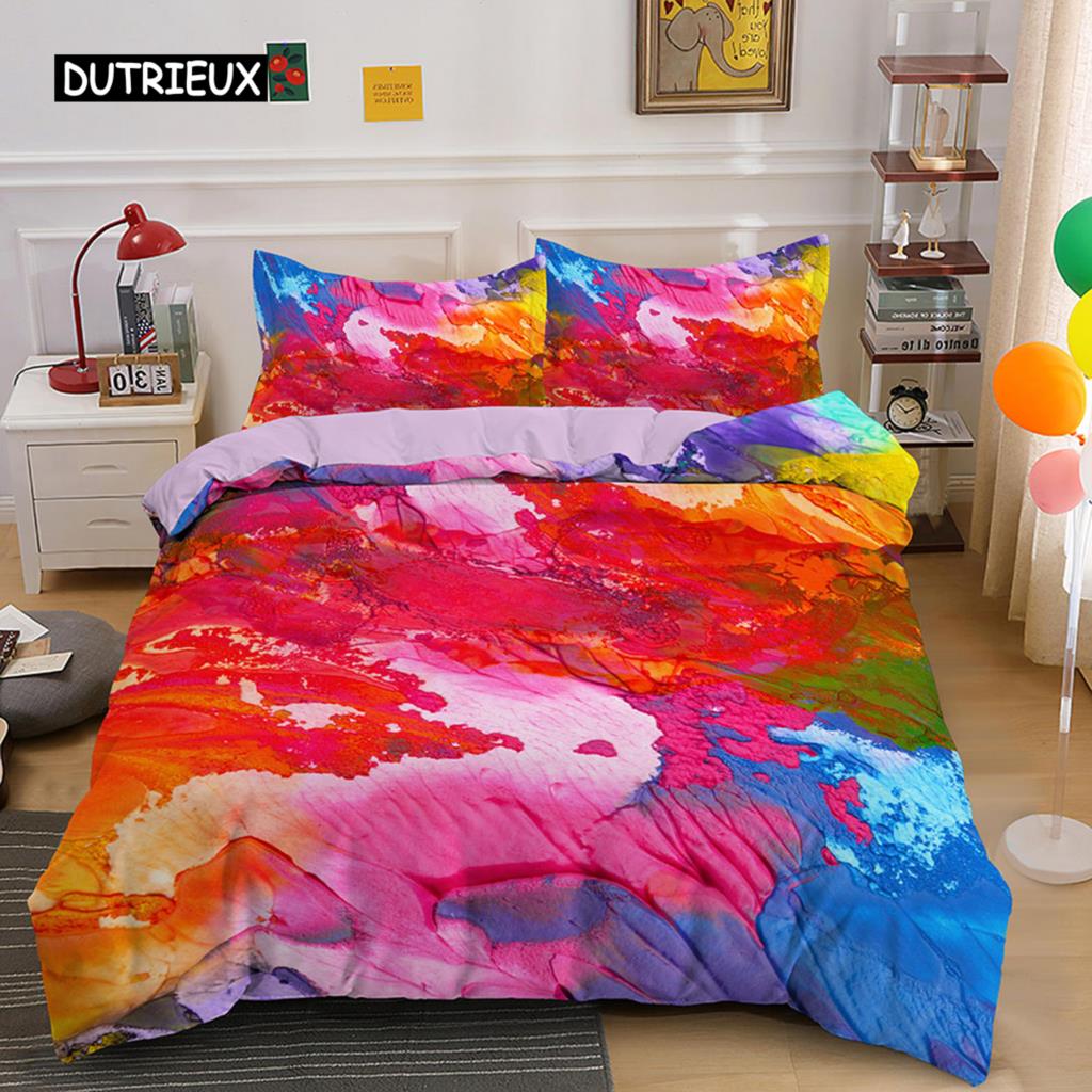 Abstract Rainbow Colorful Bedding Set Queen King Sinlge Duvet Cover Dream Polyester Comforter Covers Pillowcase Soft Bedclothes