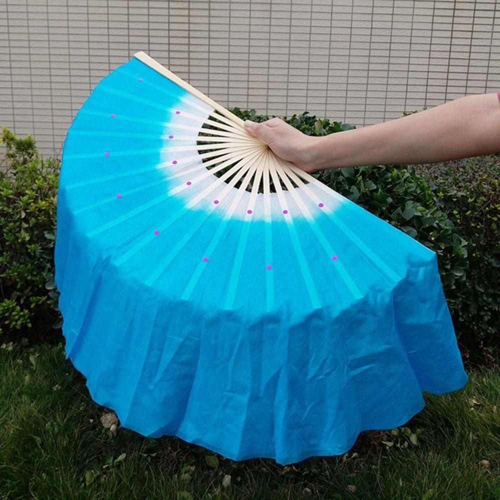 Hot Sell Long Imitation Dancer Practice Belly Dancing Fan Long Silk Fans Rayon Silk Fans Silk Fans