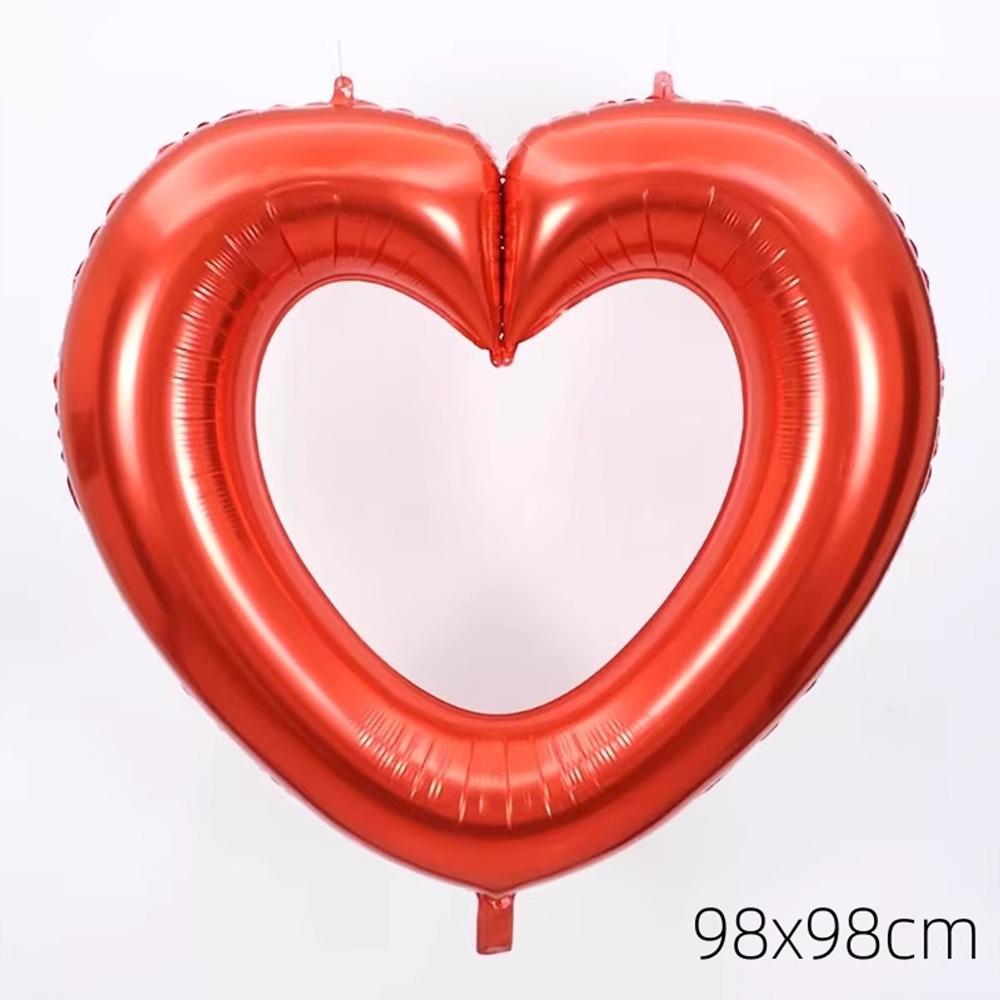 Love Balloon Decoration Hollow Out Big Love Photo Frame Aluminum Film Balloon Photo Props Boys And Girls Party Scene Arrangement