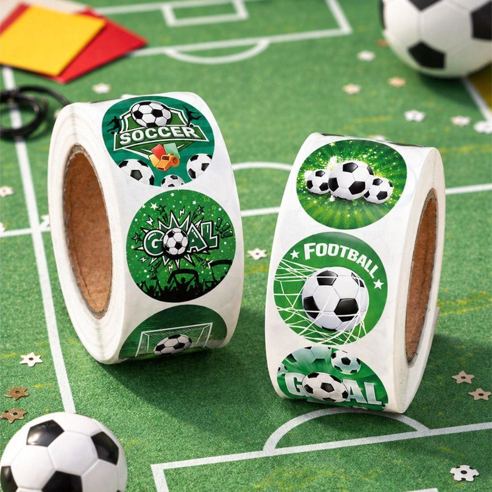 500Pcs Self-Adhesive Soccer Stickers Round Football Pattern Sealing Sticker Party Decor