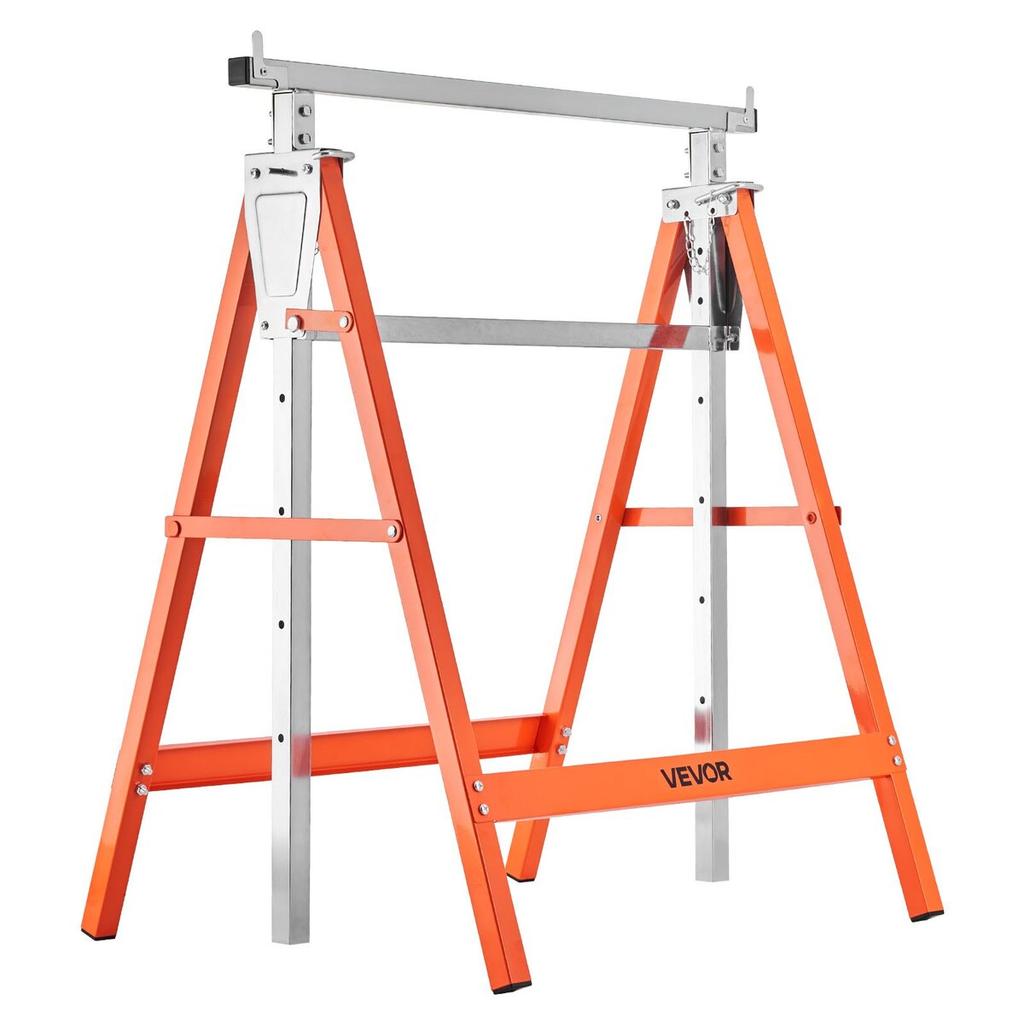 Saw Horses, 2 Pack Folding Work Horses, 199.6 kg Load Capacity Sawhorse with Heavy Duty Legs, Adjustable Height Saw Horse with Non-Slip Foot Pads, for