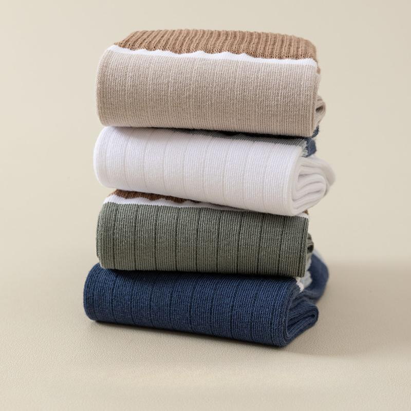 Мужские осенне-зимние цветные носки до середины икры, повседневные длинные носки, дышащие, противоскользящие и влагоотводящие хлопковые носки