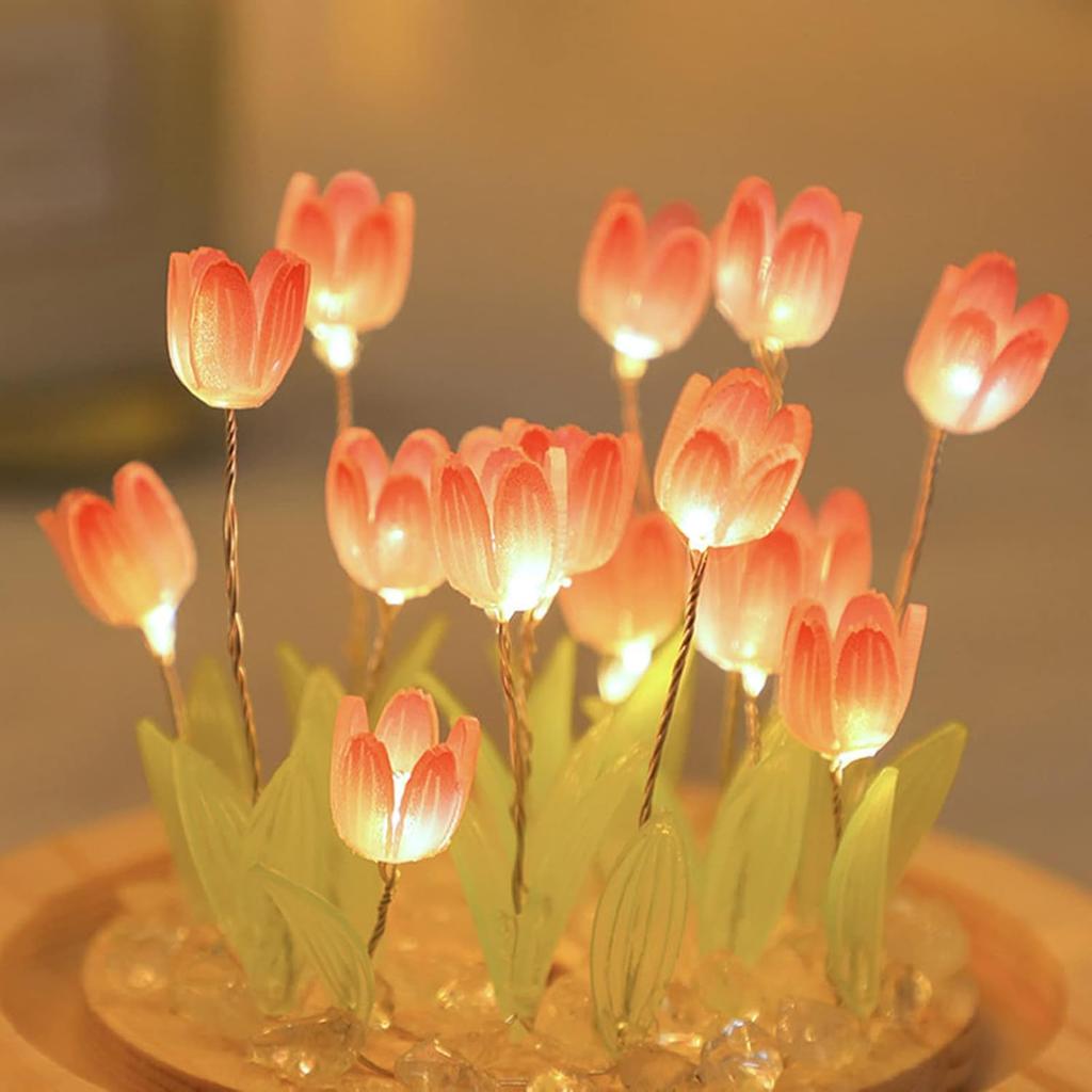 Tulip Night Light Table Lamp, Romantic Tulip Ambient Light, Handmade LED Bedroom Lamp,Simulation Flower Light for Lovers,Friends Birthday Christmas