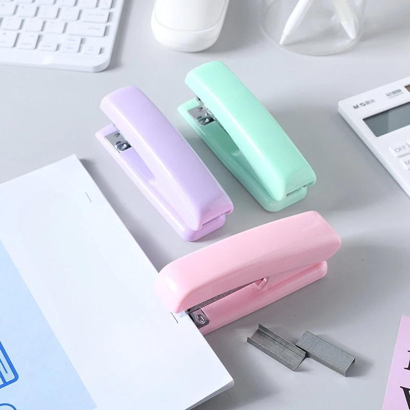 Detachable Macaron Color Stapler Small Fresh and Labor-saving Stapler Student Office Multifunctional Binding Machine Stationery