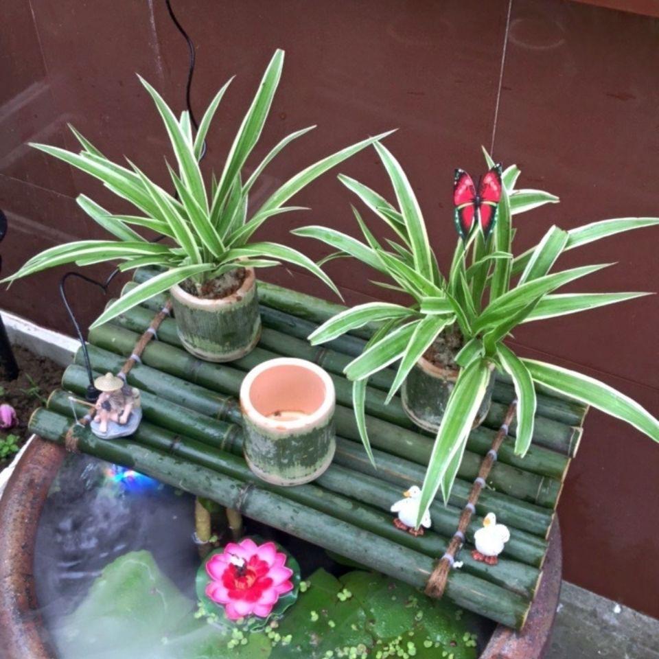 Bamboo Raft & Mat Water Feature: Porcelain Fish Tank Accessories & DIY Decor