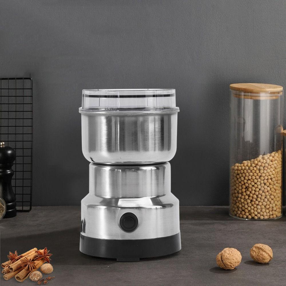 Stainless Steel Electric Coffee Grinder Transparent Lid Grain Mill Mini Spice Pepper Grinder  Nuts