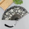 Rose Lace Folding Fan with Tassel Vintage Wedding Dance Performance Photo Props Portable Summer Hand Held Fan Party Supplies Gift
