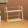 Desk Storage Organizer Bamboo Double Layer Rack Desktop Sundries Shelf Seasoning