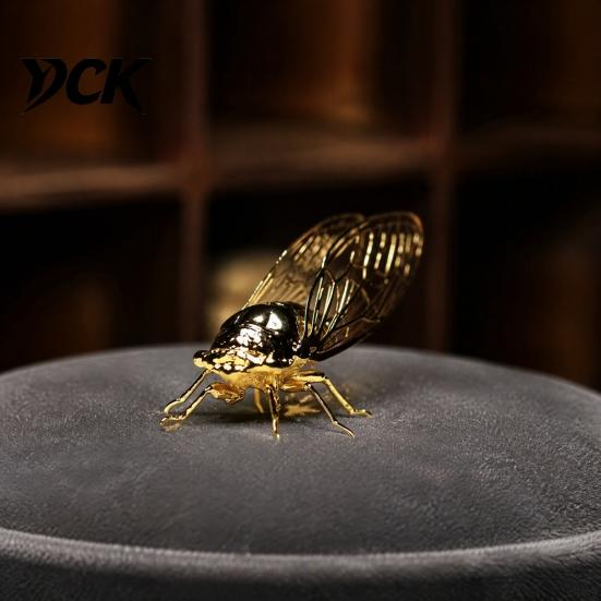 Статуэтка Золотой Цикады Реалистичное Украшение для Чайного Столика, 3D Фигурка, Культурный Креативный Подарок, Металлическая Скульптура Животного, Рабочий Стол и Кабинет