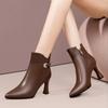 Ladies Shoes High Quality Side Zipper Women's Boots Fashion Metal Decoration Office and Career Sexy Pointed Toe Ankle Boots