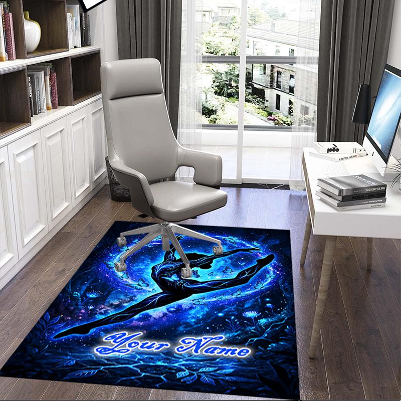 1PC Custom Name Dreams Blue Lights Theme Floor Mat Ideal for Living Room, Game Rooms, Office, Bedroom,Floor Mat Playful Design