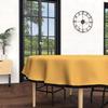 Round Stain-resistant Tablecloth In Washed Microfibre, Diameter 180 Cm, BOHEME Mustard, by Soleil d'Ocre