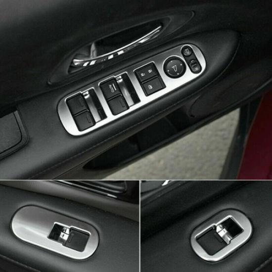 Silver 4X Door Window Lift Switch Panel Cover Trim For Honda HR-V HRV 2016-2019