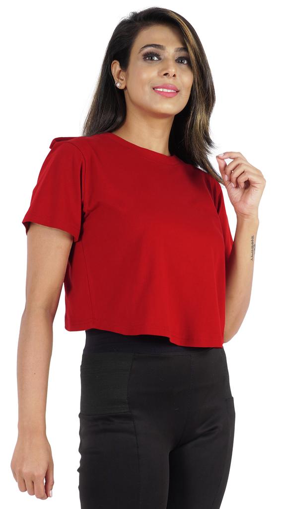 Inkmeso Short Sleeve Casual Cropped Tee For Womens Solid Crew Neck Crop Top