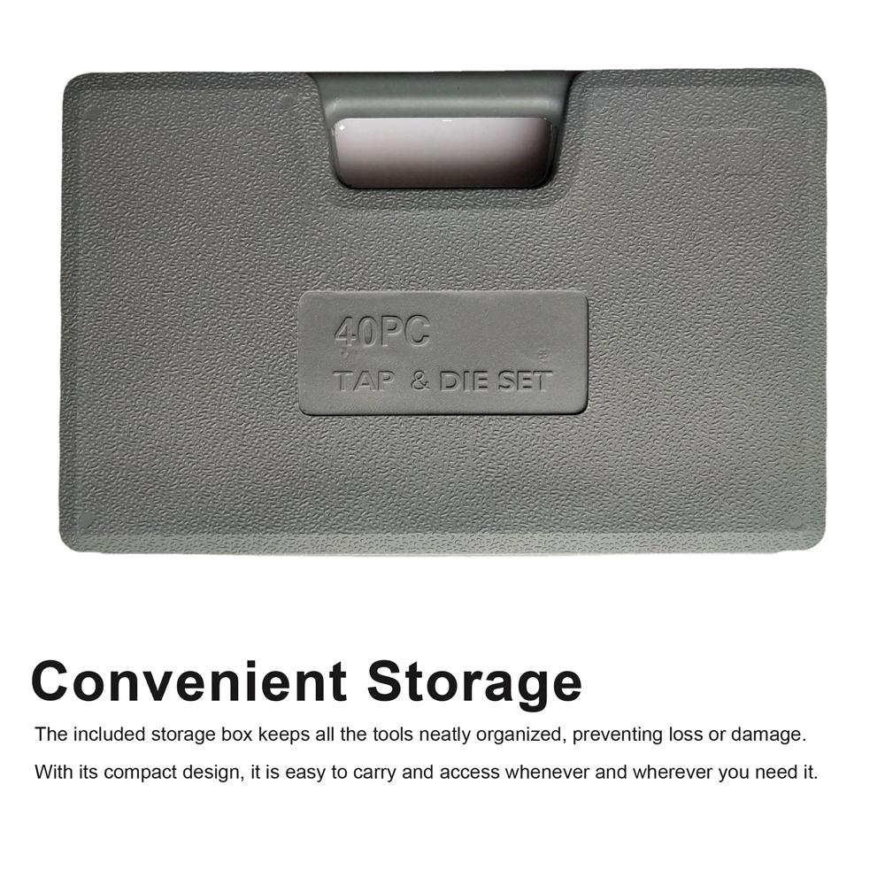 Набор метчиков и плашек 40 шт. Метрические размеры Метчик Ручной инструмент для нарезания резьбы М3 М12 с кейсом для хранения