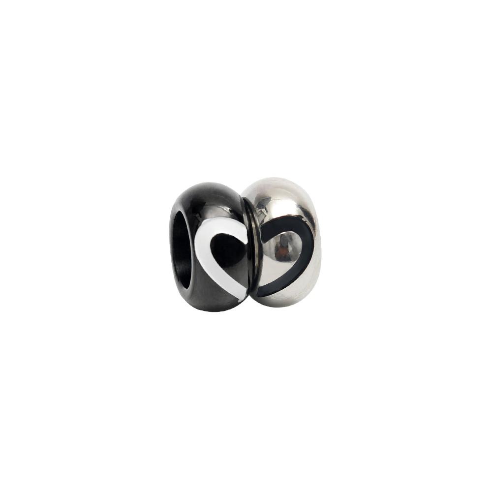 Stainless Steel Heart Couple Bracelet - Matte Black Beaded Matching Bracelets for Men Women, Unisex Jewelry Gift