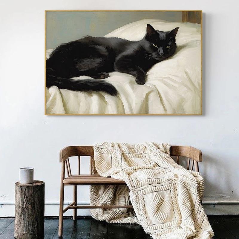 Винтажный пасхальный кролик, черные кошки, рыжий кот, спящие лебеди, утка, сова, животное, постер, картина на холсте, печать для гостиной, домашний декор