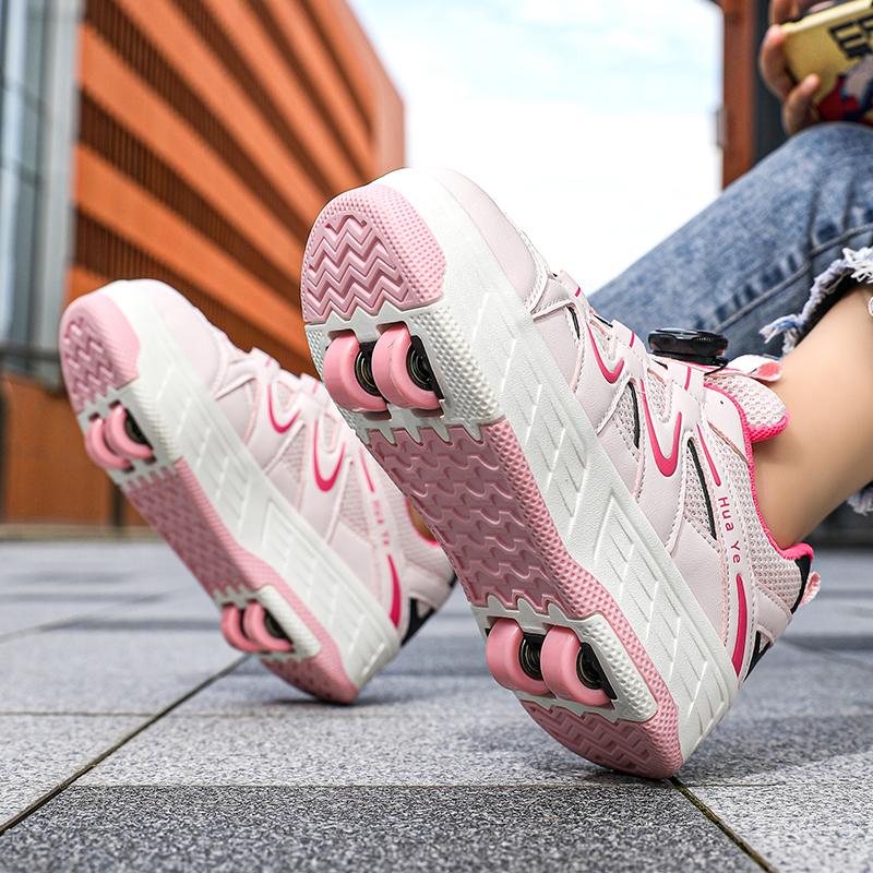 29-40 Boys/Girls' Shoes with Four Wheel Sports Roller Skating Removable Skating Shoes Girl Skate Shoes