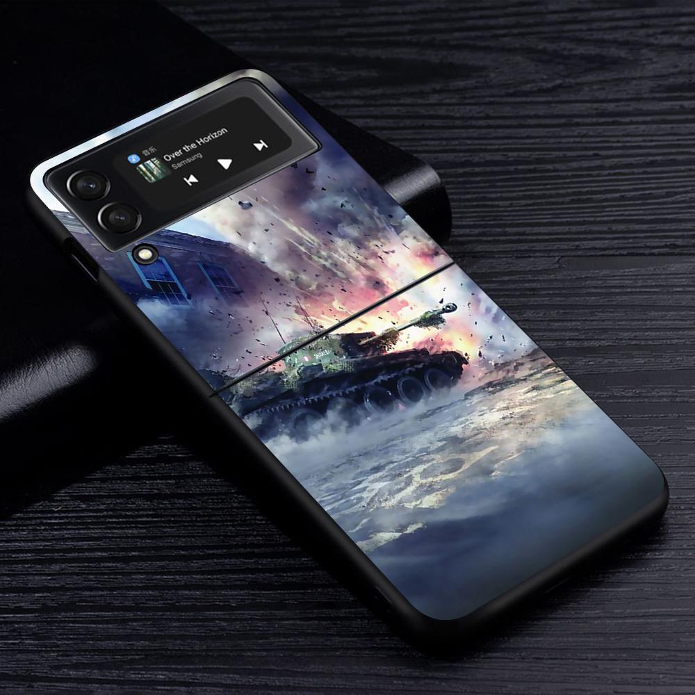 Чехол для мобильного телефона Tanks Fighter Warship для Samsung Galaxy Z Flip4 Flip3 5G, черный чехол Z Flip 4 3, роскошный жесткий чехол из ПК Zflip3