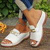Women's Chain Decorative Wedge Sandals, Casual Open-toed Platform Shoes, Comfortable Sandals