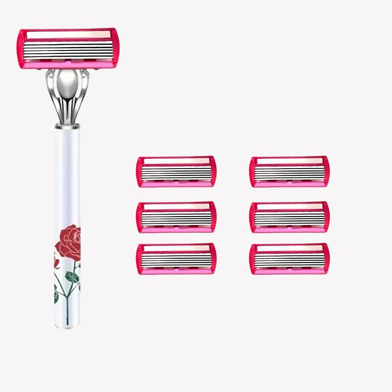 Six-Layer Razor Blade Shaver with Metal Holder for Hair Removal