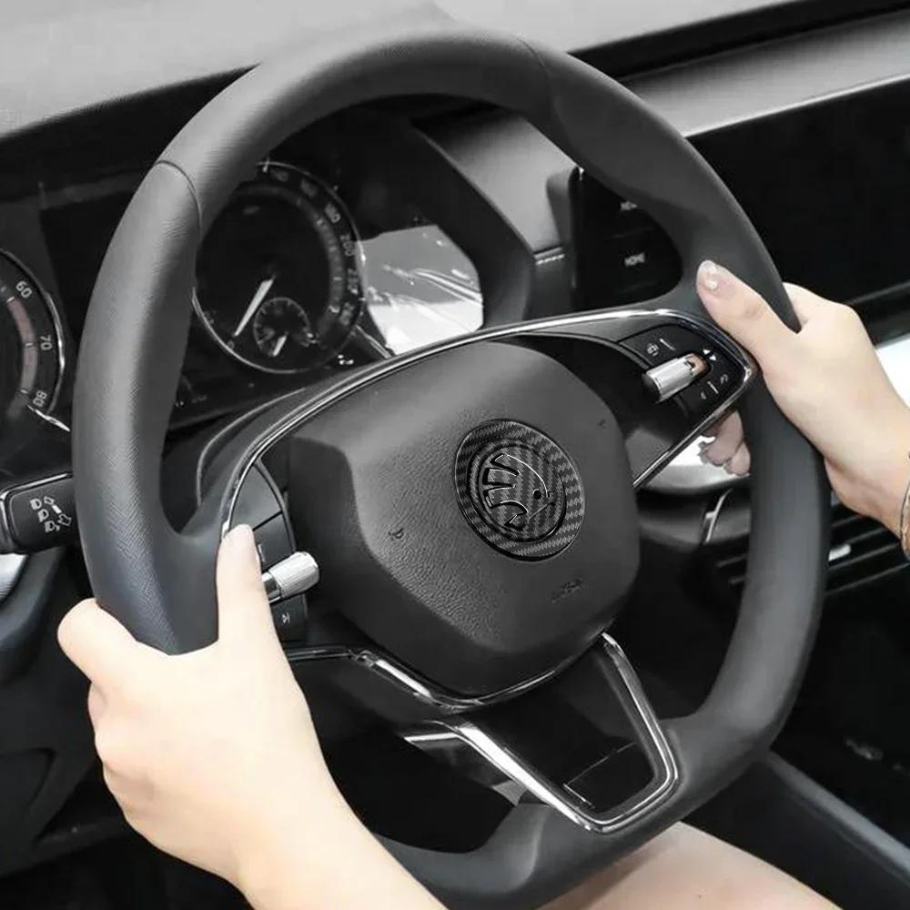 RKGU1 Наклейка-эмблема с логотипом на руль автомобиля Декор Для Skoda Octavia 3 2 A5 A7 A2 Superb 3 Fabia 2 Karoq Rapid Kamiq Vrs Kodiaq RS