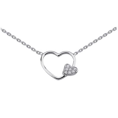 [K4523] - Белое серебряное колье «Любовь»