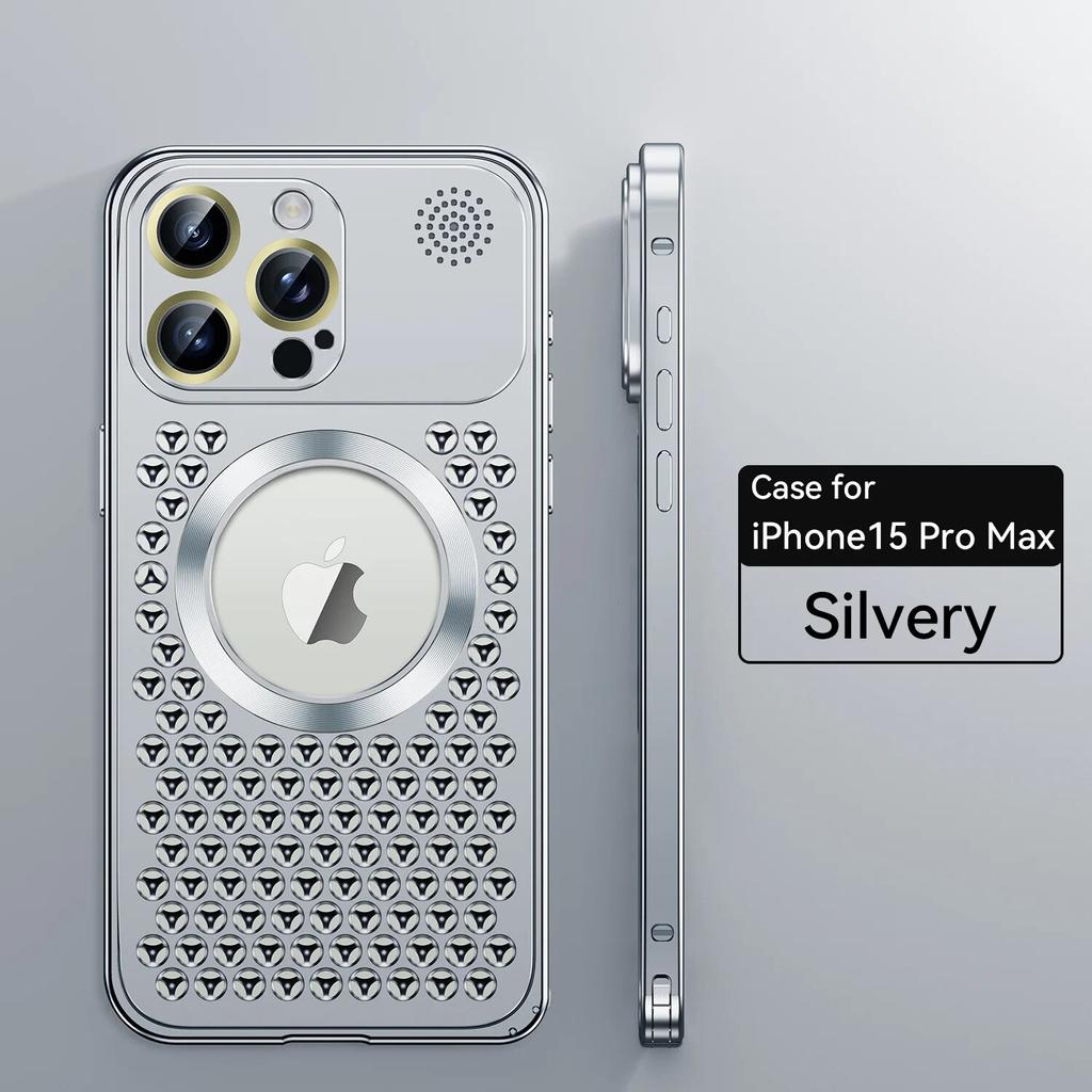 Металлический чехол для телефона с рассеиванием тепла для IPhone 14 Pro 15 Pro Max 14 15 Plus Magsafe, чехол для беспроводной зарядки, пленка для объектива, противоударный защитный чехол