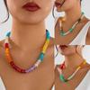 Acrylic Colorful Beads Choker Necklace Bohemian Y2K Neck Jewelry Rainbow Clavicle Chain  for Women