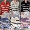 Turtleneck Casual Sweater Women's Loose Zipper Striped Knitted Top