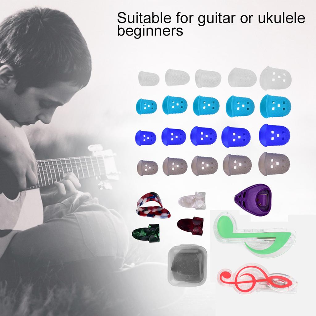 Защитные медиаторы для пальцев гитары и зажим для страницы нотной книги с коробкой