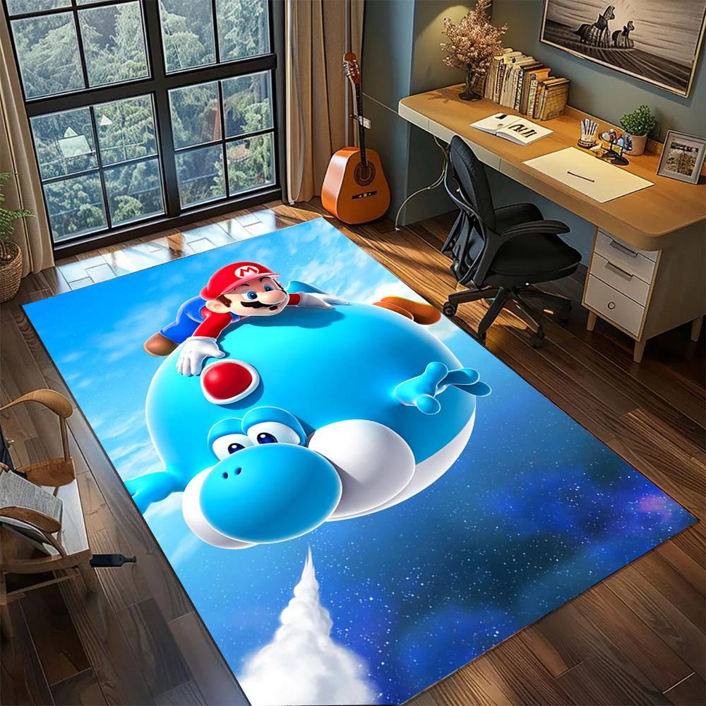 Mario Large Daily Use Carpet Rug, Non Slip Washable Floor Mat Gamer Room Bedroom Household Decor.-TING
