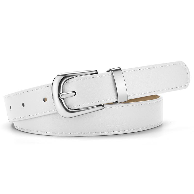 Women's Slim Faux Leather Belt with Pin Buckle - Simple Skinny Waistband for Dresses, Jeans, Pants - Student Fashion Accessory