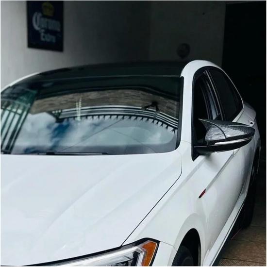 2Pcs Mirror Covers Caps Rear View Mirror Case Cover Accessories Gloss Black ABS Compatible For VW Jetta MK7 S/SE/SEL/GLI/R-LINE 2019-2022(Gloss