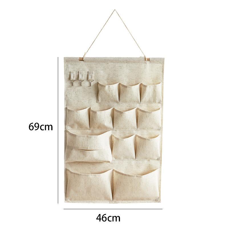 Wall-Mounted Fabric Storage Organizer for Door: Multi-Pocket Hanging Bedroom Dorm Room Cloth Pouch with Cell Phone Pocket
