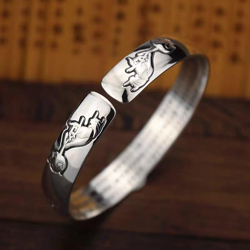 Браслет-мантра Сердце Пиксю Медь Защита от Добра Божественный Мода Подарок Женщинам, Серебро, Браслет, Сутра, Амулет, Буддизм, Гравировка, Браслет,