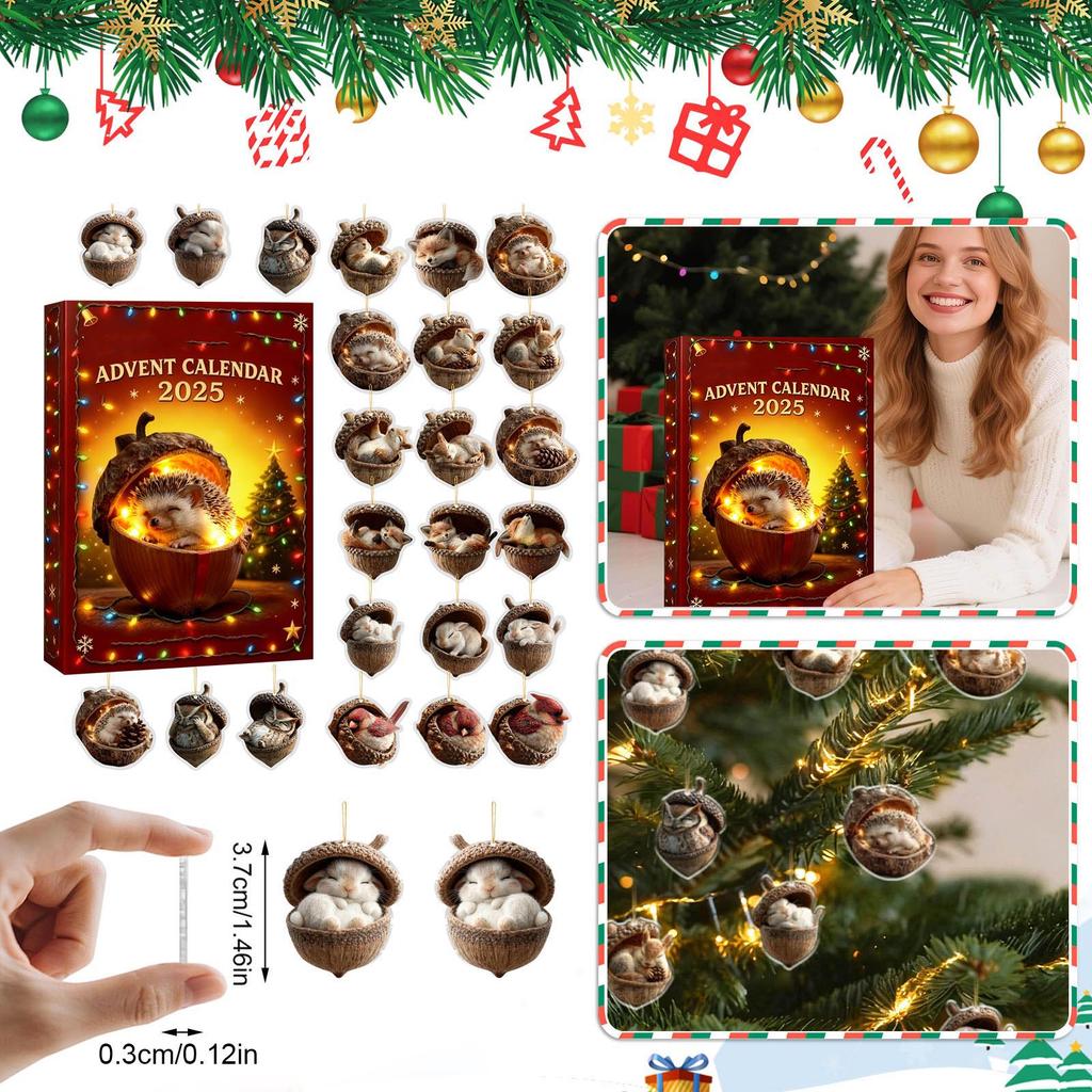 Адвент-календарь включает 24 милых подарка, календарь обратного отсчета и подвески-сюрпризы