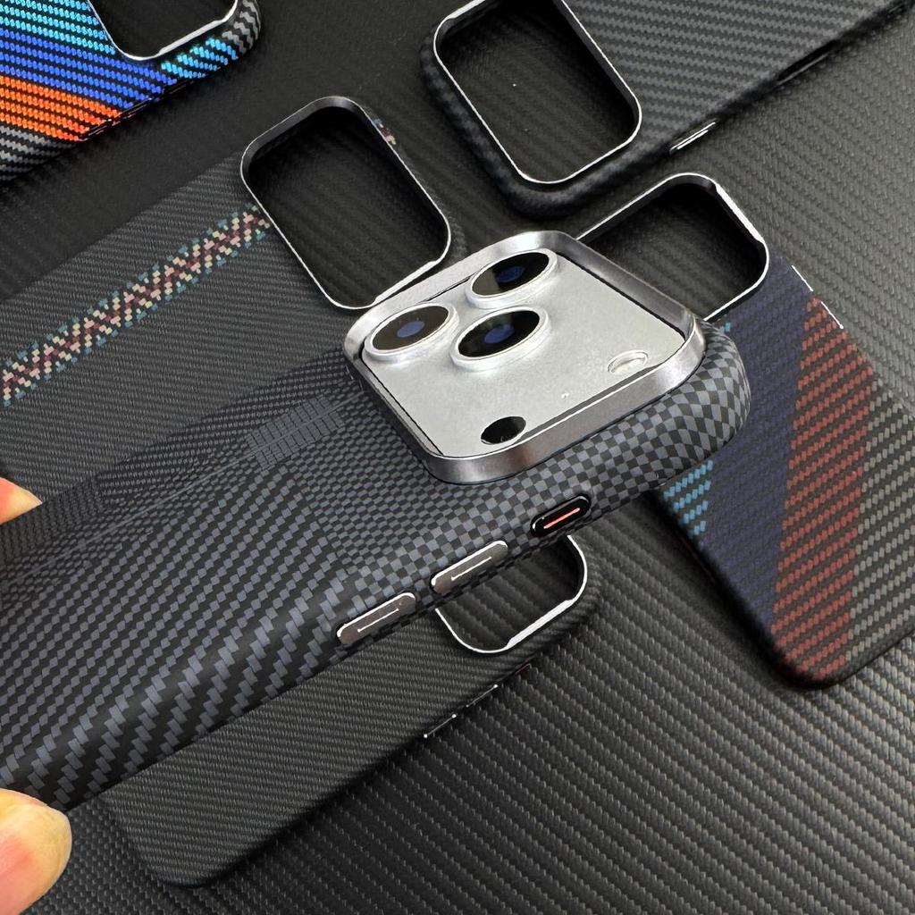 Магнитный чехол Kevlar для iPhone 17 Pro Max, Защитная крышка-оболочка с ощущением кожи для Apple 16PM
