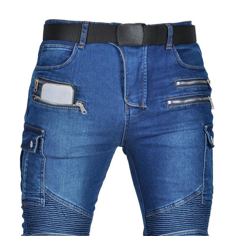 Men Women Motorcycle Protective Pants Anti-Fall Off-Road Riding Gear Elastic Slim Fit Casual Seasonal Cycling Trousers