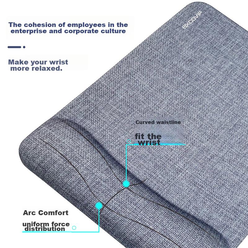 EXCO Luxury Large Mouse Pad Wrist Rest, Men\'s Anti-Friction Wrist Pad for Laptop, Portable, Quality Cotton Linen Gray 9558