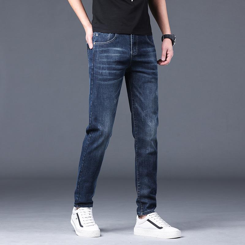 Spring and Autumn Men's Jeans Straight Slim Elastic Hundred Trend of Casual Men's Long Trousers