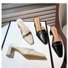 Fashion Baotou Slippers Women's Versatile Outerwear High-heeled Sandals and Slippers 2025 New Block Heel Shallow Mouth Semi-slippers