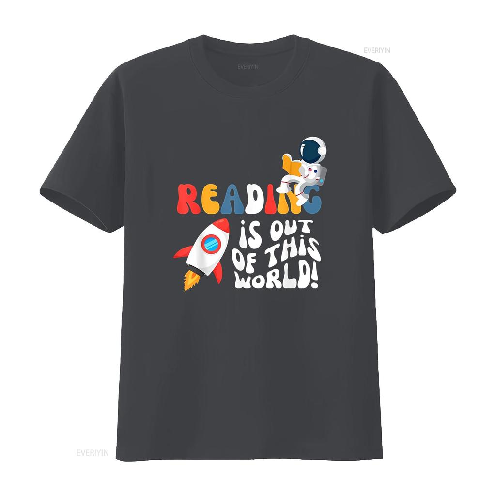 Reading is out of this World Space Book Lover Teacher T Shirt vintage Washed fashion Breathable Versatile Slightly Soft
